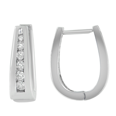 14k White Gold 1/4ct Diamond Huggy Hoop Earrings (I-J I2-I3)
