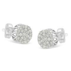 10K White Gold 0.5ct TDW Diamond Cluster Stud Earrings (I-J, I2-I3)