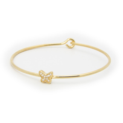 Thin CZ Golden Butterfly Bangle
