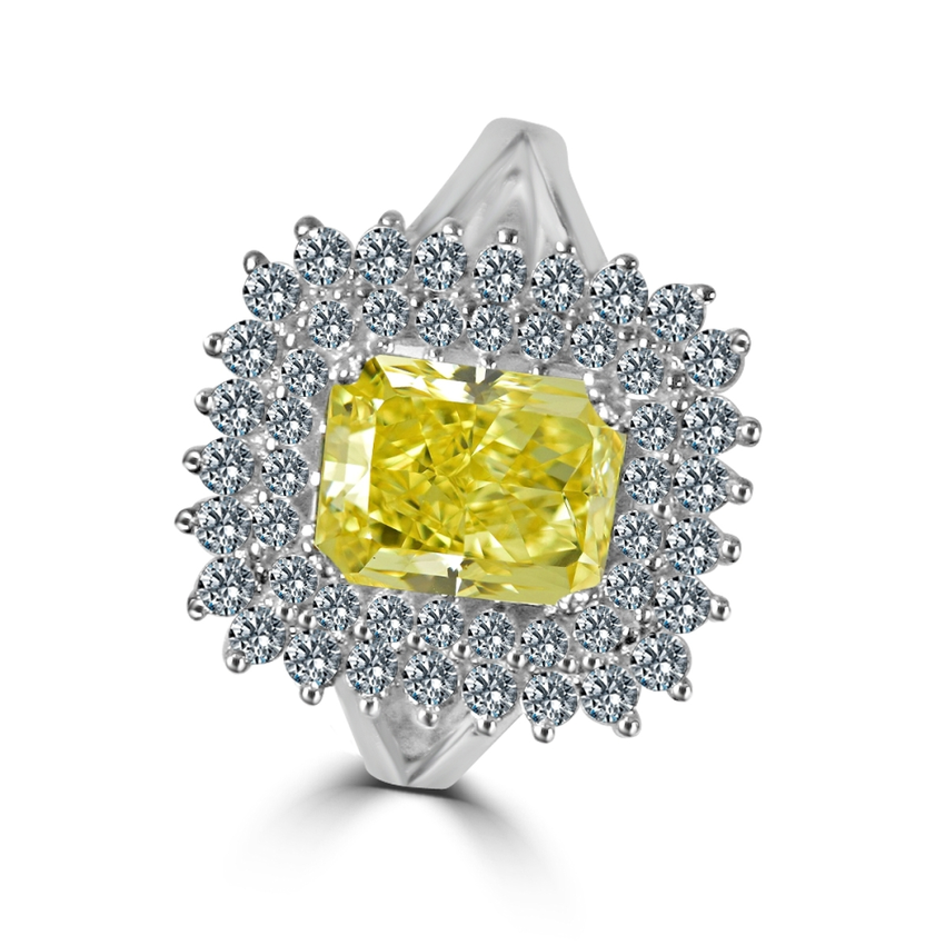 Zirconite 2ct (9x7mm) Emerald Double Halo Ring