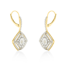 Yellow Plated Sterling Silver 0.25ct TDW Rose Diamond Dangle Earring (I-J,I2-I3)