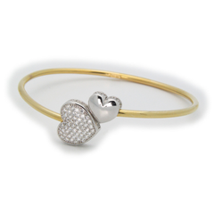Cz Heart Cuff Bangle in 18k Gold Plated Sterling Silver