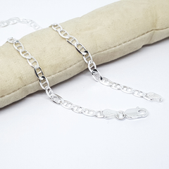 2-0112-h2 Sterling Silver Flat Mariner Link Anklet, 4mm