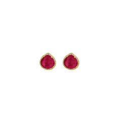 Almond Ruby CZ Stud Earrings in Vermeil