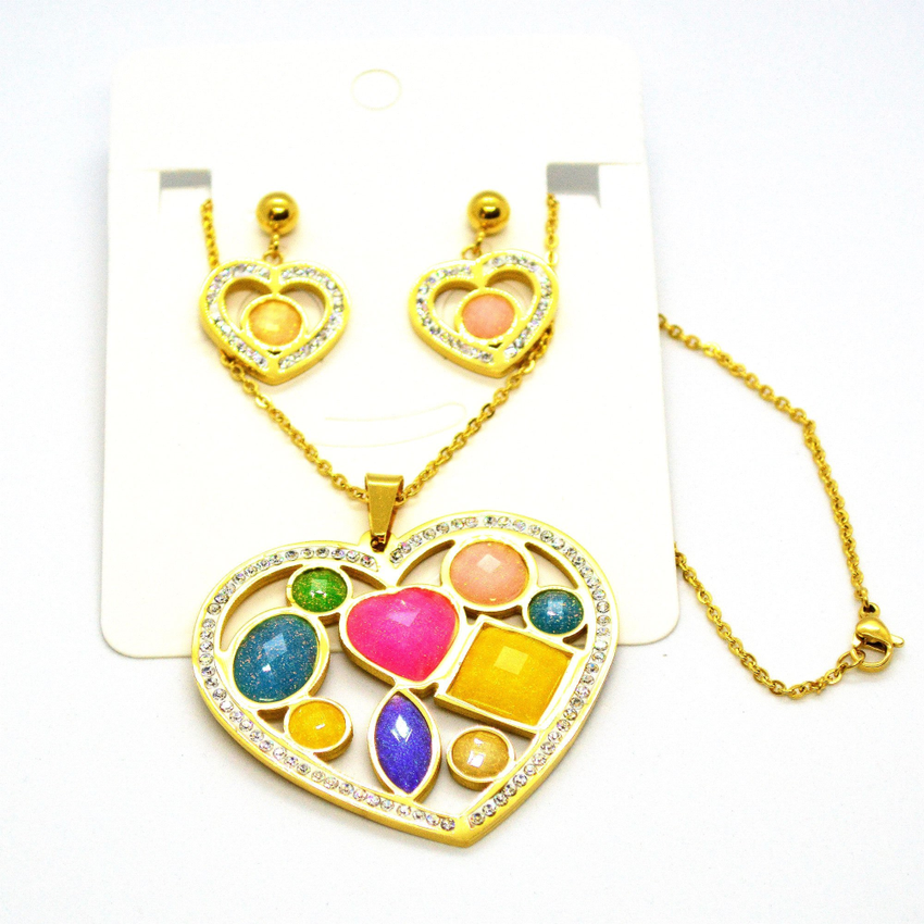 (4-9009-1-h10) Gold Plated Stainless Heart Set.