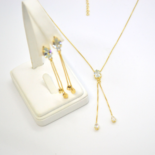 (1-6474-h9) Gold Filled CZ Necklace and Earrings Set.