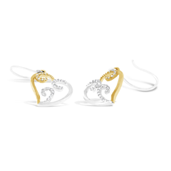 10k Two-tone Gold 1/4ct TDW Round Diamond Heart Dangle Earrings (I-J, I2-I3)