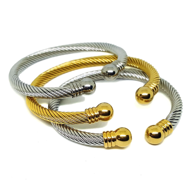 (4-5063-h6) Stainless Steel Cable Wire Balance Bangle.