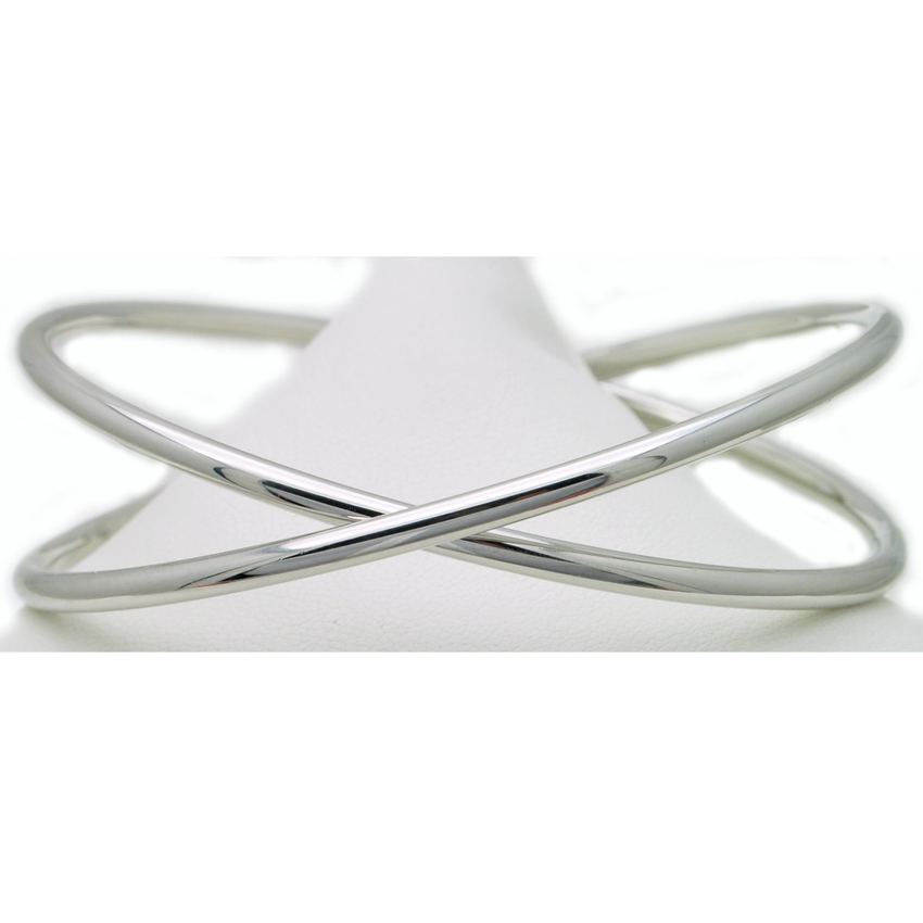 Criss Cross Sterling Silver Bangle Bracelet