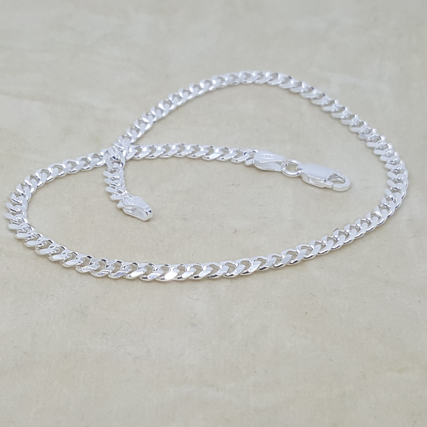 2-0108-h1 Sterling Silver Cuban Link Anklet. 4mm, 10".