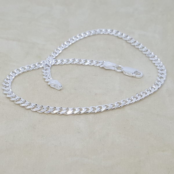 2-0108-h1 Sterling Silver Cuban Link Anklet. 4mm, 10".