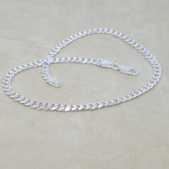 2-0108-h1 Sterling Silver Cuban Link Anklet. 4mm, 10".
