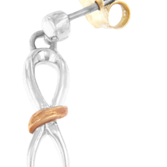 Two-Toned Sterling Silver Ribbon Dangle Earrings