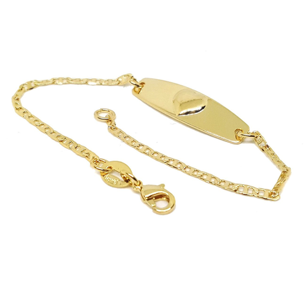 (1-0964-A-h5) Gold Overlay Heart ID Bracelet for Kids, 6".