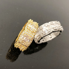 Exotic Baguette Princess Eternity Band Rhodium Bling CZ Ring