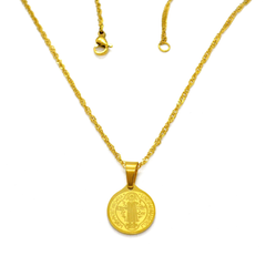 (4-2013-h9-4) Gold Plated Stainless Steel San Benito Pendant, 1".