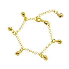 (1-0177-h8-baby) Gold Overlay Baby Charm Anklet, 5.5"-6.5"