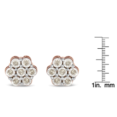 10K Rose Gold 1ct TDW Diamond Floral Stud Earrings (J-K, I2)