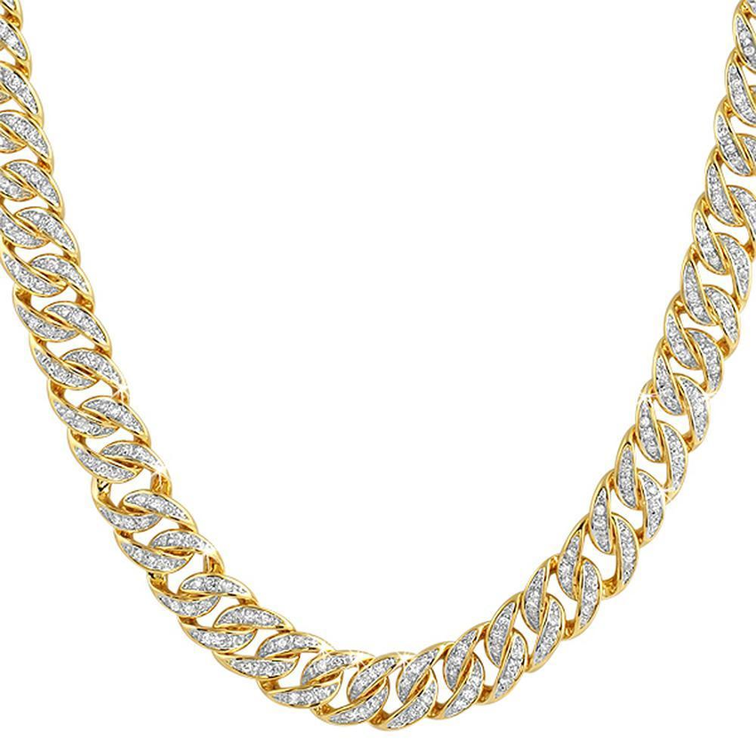 .925 Sterling Silver CZ 10MM Cuban Chain Gold