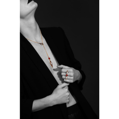 Combo Howlite & Ruby Lariat Necklace