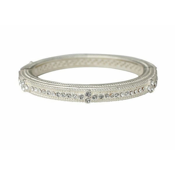 Zirconite Satin Oval Hinge Bangle