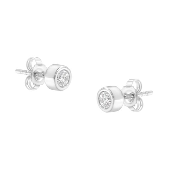 10K White Gold 1/4ct. TDW Diamond Bezel Stud Earrings (H-I,SI2-I1)
