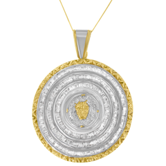 10K Two-Tone Gold 5 CTTW Diamond Lion Medallion Pendant Necklace (I-J, SI1-SI2)