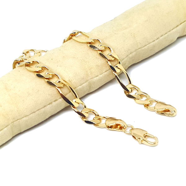 (1-0857-h5) Gold Filled Figaro Link Bracelet, 8".