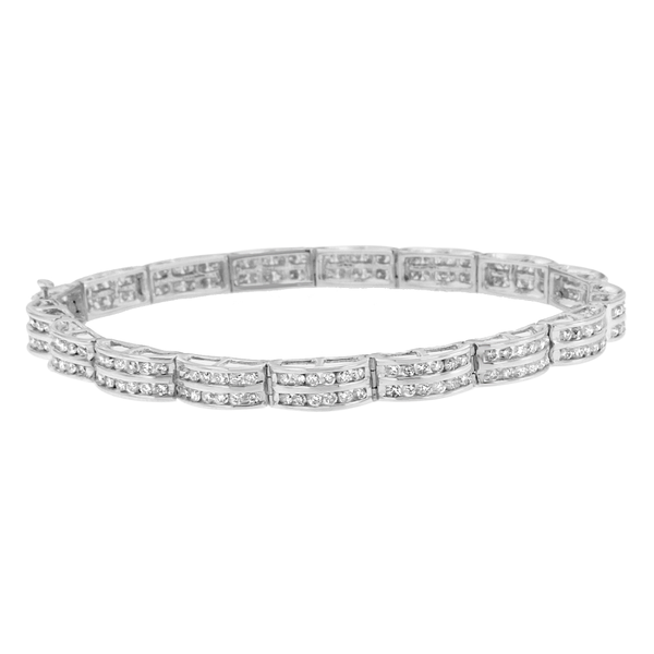 14K White Gold 3.22ct Round-cut Diamond Bracelet (H-I,I1-I2)
