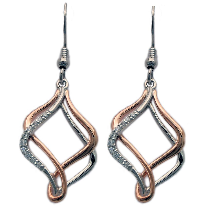 Modern Silver and Gold Dangle Earrings