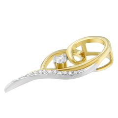 Espira 10K Two-Tone Gold 1/6 CTTW Round Cut Diamond Layers of Love Pendant Necklace (J-K, I1-I2)