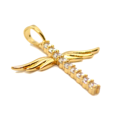 (1-2263-1868-h8) Gold Overlay Winged CZ Cross.