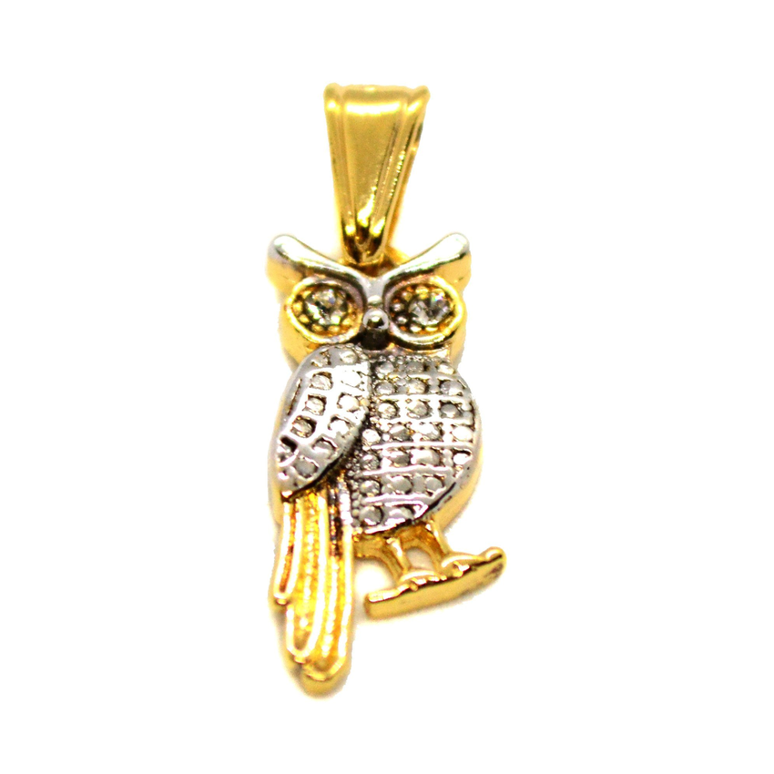 (1-2226-h8) Gold Overlay Two Tone Owl Pendant.