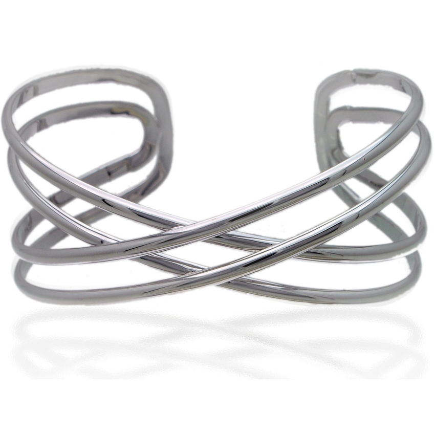 Sterling Silver Double Criss Cross Bangle Bracelet