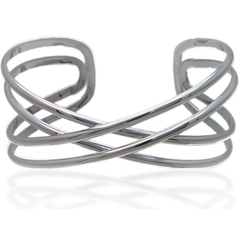 Sterling Silver Double Criss Cross Bangle Bracelet