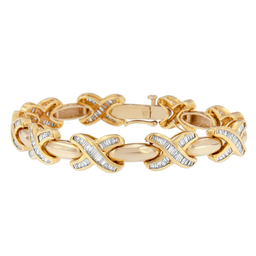 14K Yellow Diamond 3 3/4ct. TDW Baguette-cut Diamond Fashion Bracelet (G-H,VS2-SI1)