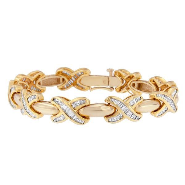 14K Yellow Diamond 3 3/4ct. TDW Baguette-cut Diamond Fashion Bracelet (G-H,VS2-SI1)