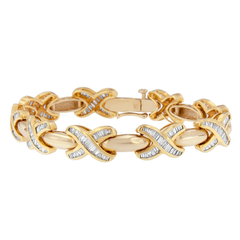 14K Yellow Diamond 3 3/4ct. TDW Baguette-cut Diamond Fashion Bracelet (G-H,VS2-SI1)