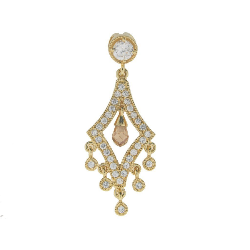 Briolette Chandelier Necklace in Gold Plated Sterling Silver: 16" Long Chain