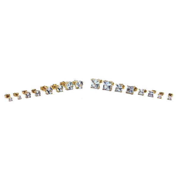 (1-2501-h9) Gold Overlay CZ Stud Earrings.