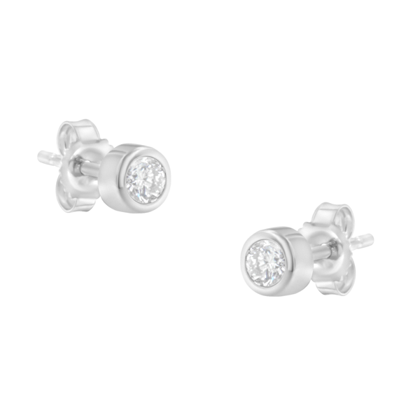 10K White Gold 1/5ct. TDW Diamond Bezel Stud Earrings (H-I,SI2-I1)