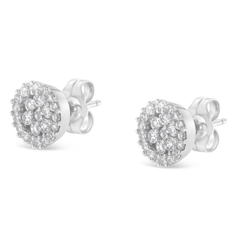 14k White Gold 1/2ct TDW Floral Cluster Diamond Stud Earrings (H-I, I1-I2)