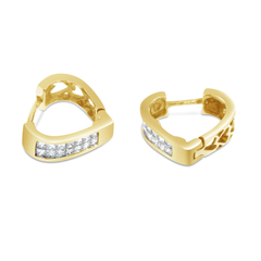 14k Yellow Gold 1/2ct TDW Princess Cut Diamond Heart Silhouette Hoop Earrings (I-J, I2-I3)