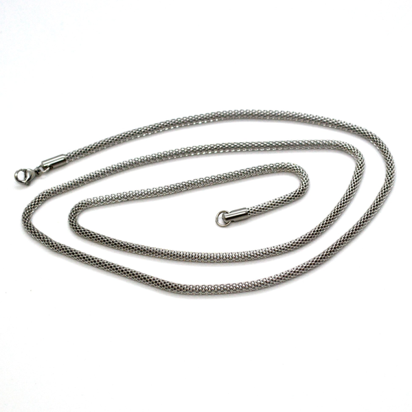 (4-3149-h9) Stainless Steel Round Mesh Chain, Unisex.