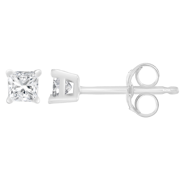 14K White Gold .50ct TDW Clarity Enhanced Princess Diamond Certified Stud Earrings (H-I, I1-I2)