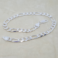 2-0105-h1 Sterling Silver Figaro Link Anklet. 6mm, 10".