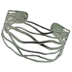 Free Form Wave Sterling Silver Cuff Bracelet