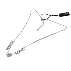 (4-60XX-1-H4) Stainless Steel Peace Love Necklace. 2 Finishes Available.