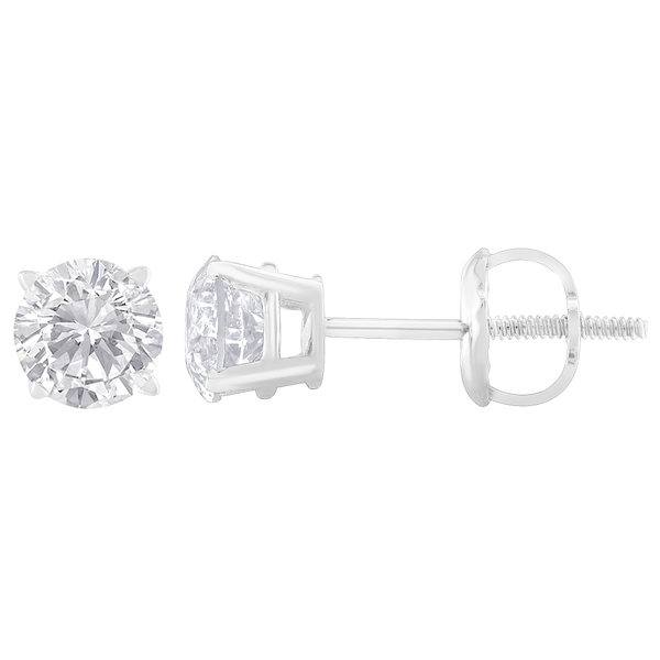 14k White Gold 1ct. TDW Solitaire Diamond Stud Earrings (G-H,I1-I2)