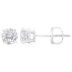 14k White Gold 1ct. TDW Solitaire Diamond Stud Earrings (G-H,I1-I2)